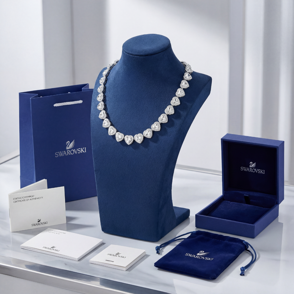 SET CONJUNTO COLLAR + PULSERA + ARETES SWAROVSKI ARIANA GRANDE CORAZONES ZOCALO ONLINE