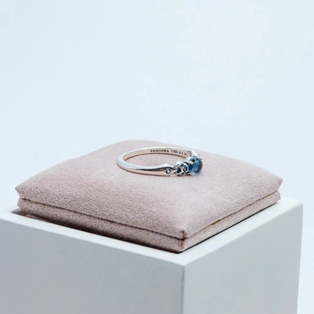 PANDORA RAISED HEART PROMISE RING NAVY BLUE + GIFT KIT 