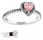 ANILLO PROMESA CORAZON ELEVADO PLATEADO ROSA PLATA .925 + KIT DE REGALO