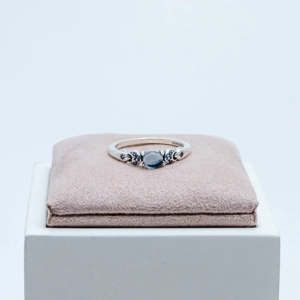 PANDORA RAISED HEART PROMISE RING NAVY BLUE + GIFT KIT 