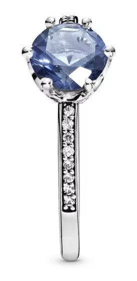 Anillo Pandora Corona Deslumbrante Azul Incluye Kit De Regalo