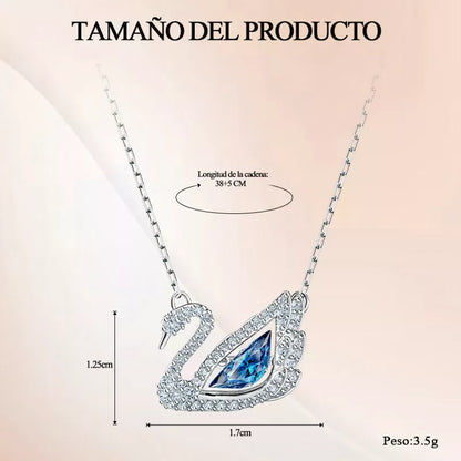 COLLAR SWAROVSKI DANCING SWAN AZUL CISNE RODIO + KIT DE REGALO