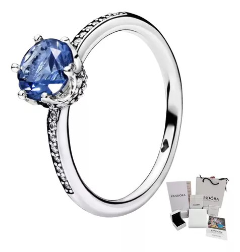 Anillo Pandora Corona Deslumbrante Azul Incluye Kit De Regalo