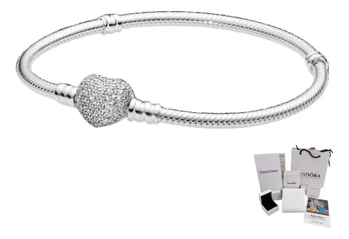 PULSERA PANDORA CORAZON CENTELLEANTE + KIT DE REGALO