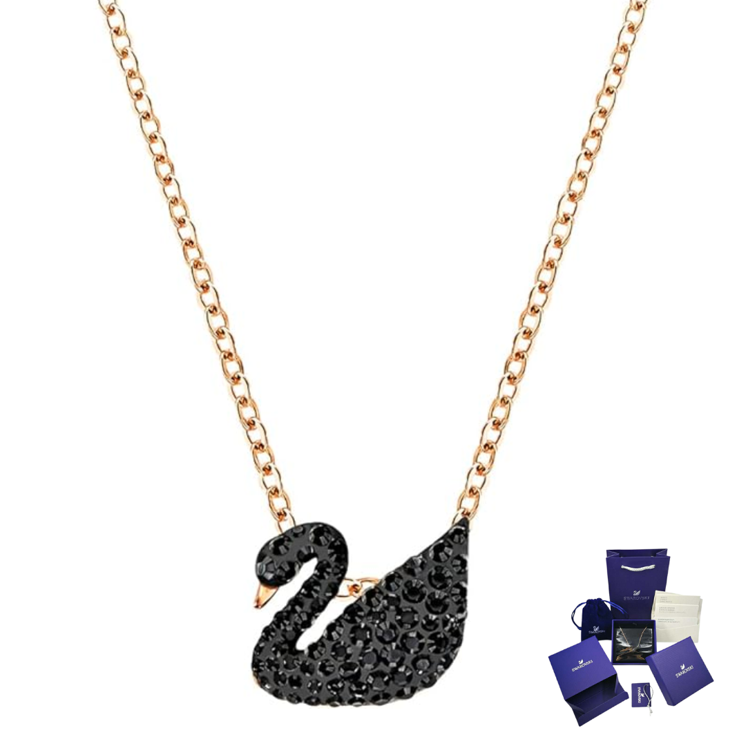 Collar Cisne Negro Iconic Swan De Swarovski + Kit De Regalo