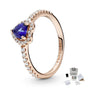 PANDORA ROSE GOLD BLUE HEART PROMISE RING 
