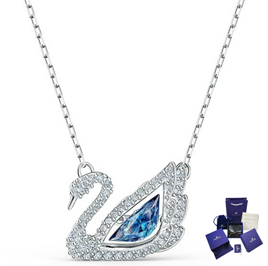 COLLAR SWAROVSKI DANCING SWAN AZUL CISNE RODIO + KIT DE REGALO