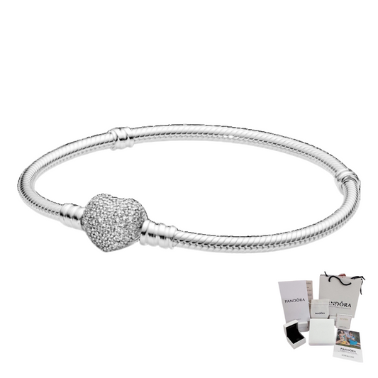 PULSERA PANDORA CORAZON CENTELLEANTE + KIT DE REGALO