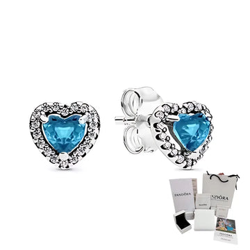 Aretes Corazón Elevado Azul Pandora