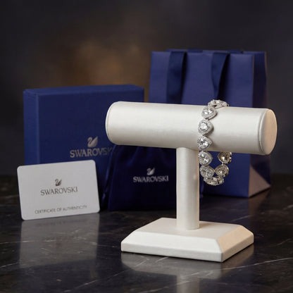 PULSERA BRAZALETE SWAROVSKI TENIS CORAZONES BLANCOS ARIANA GRANDE + KIT DE REGALO ZOCALO ONLINE