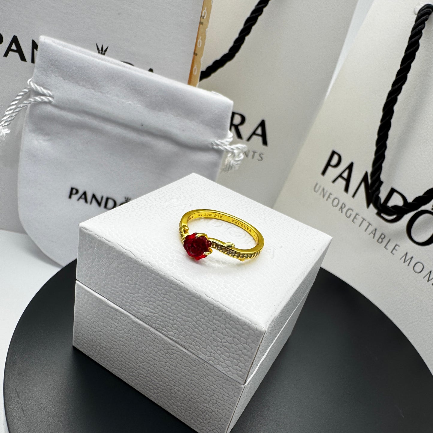 PANDORA RAISED HEART PROMISE RING NAVY BLUE + GIFT KIT 