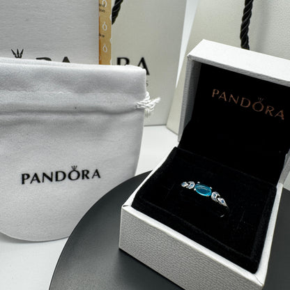 PANDORA RAISED HEART PROMISE RING NAVY BLUE + GIFT KIT 