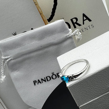 PANDORA RAISED HEART PROMISE RING NAVY BLUE + GIFT KIT 