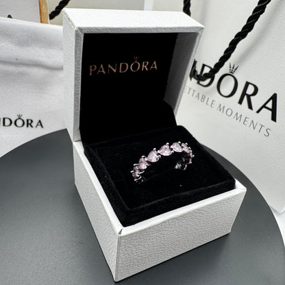 PANDORA RAISED HEART PROMISE RING NAVY BLUE + GIFT KIT 