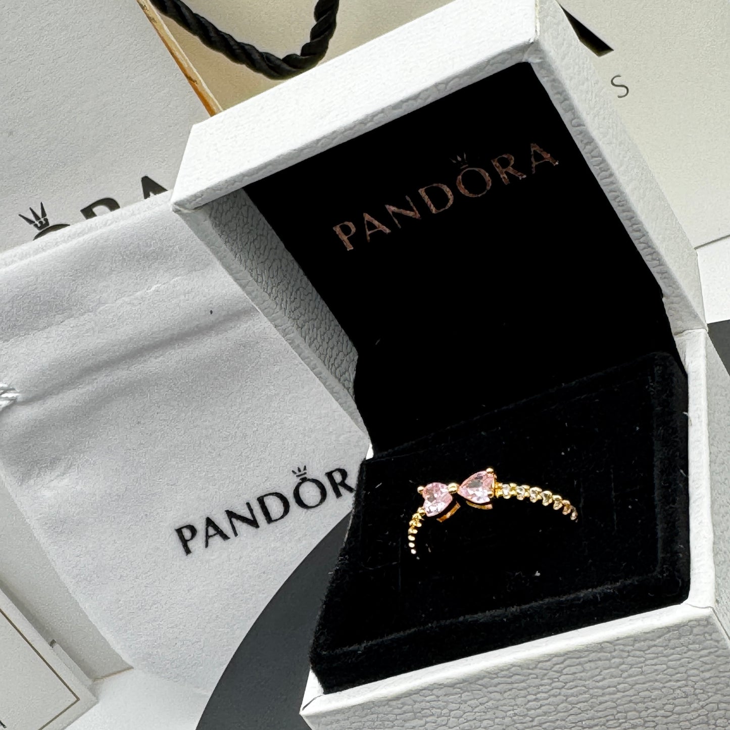 PANDORA RAISED HEART PROMISE RING NAVY BLUE + GIFT KIT 