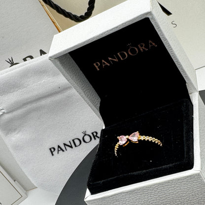 PANDORA RAISED HEART PROMISE RING NAVY BLUE + GIFT KIT 