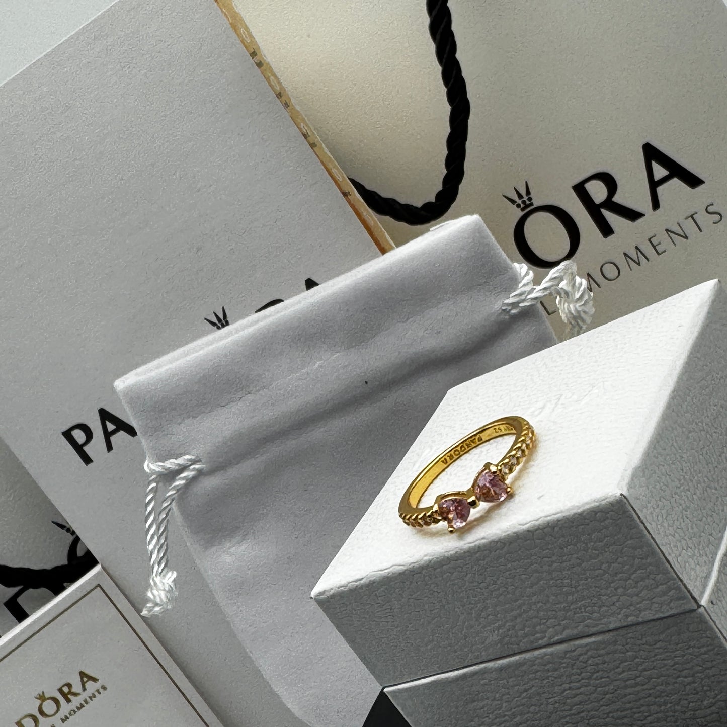 PANDORA RAISED HEART PROMISE RING NAVY BLUE + GIFT KIT 