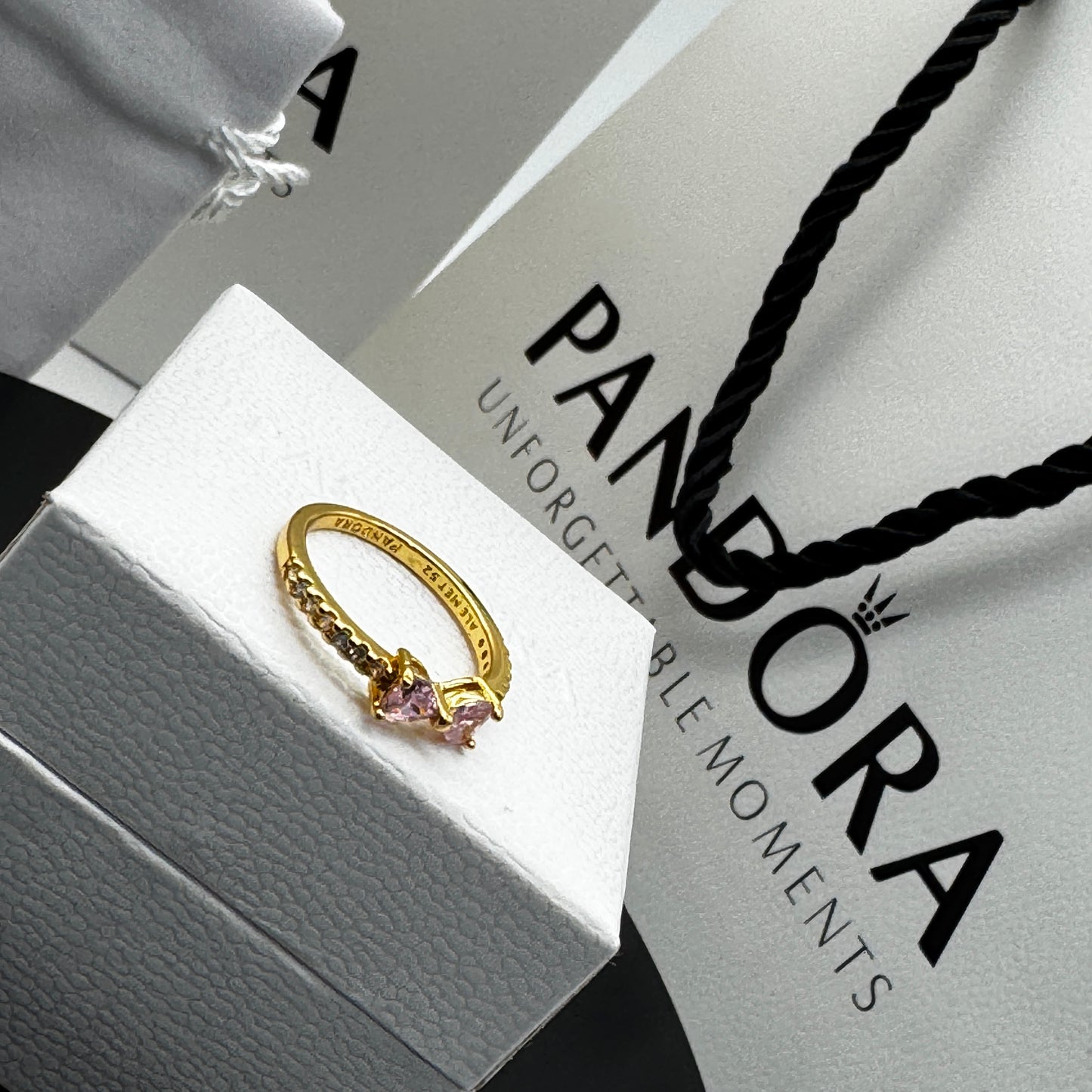 PANDORA RAISED HEART PROMISE RING NAVY BLUE + GIFT KIT 