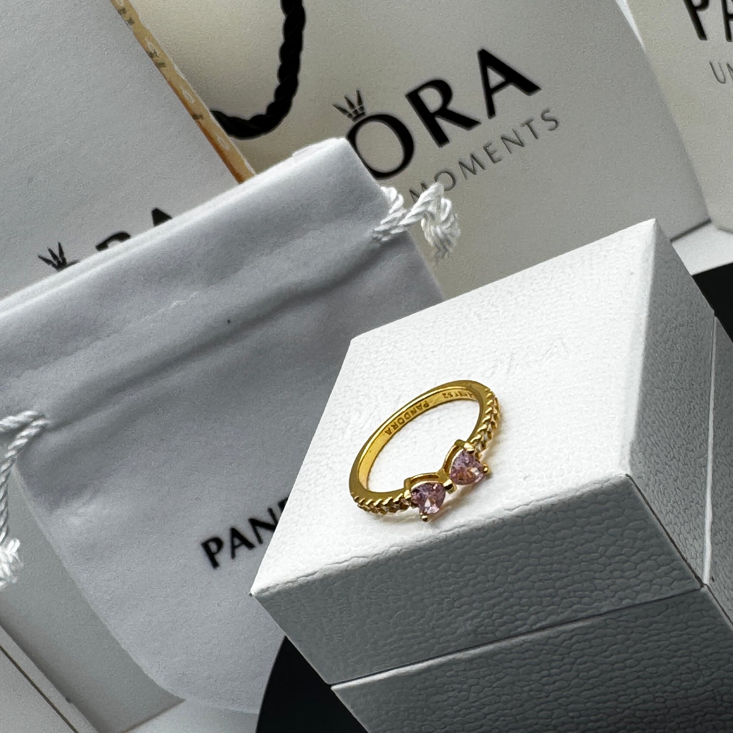 PANDORA RAISED HEART PROMISE RING NAVY BLUE + GIFT KIT 