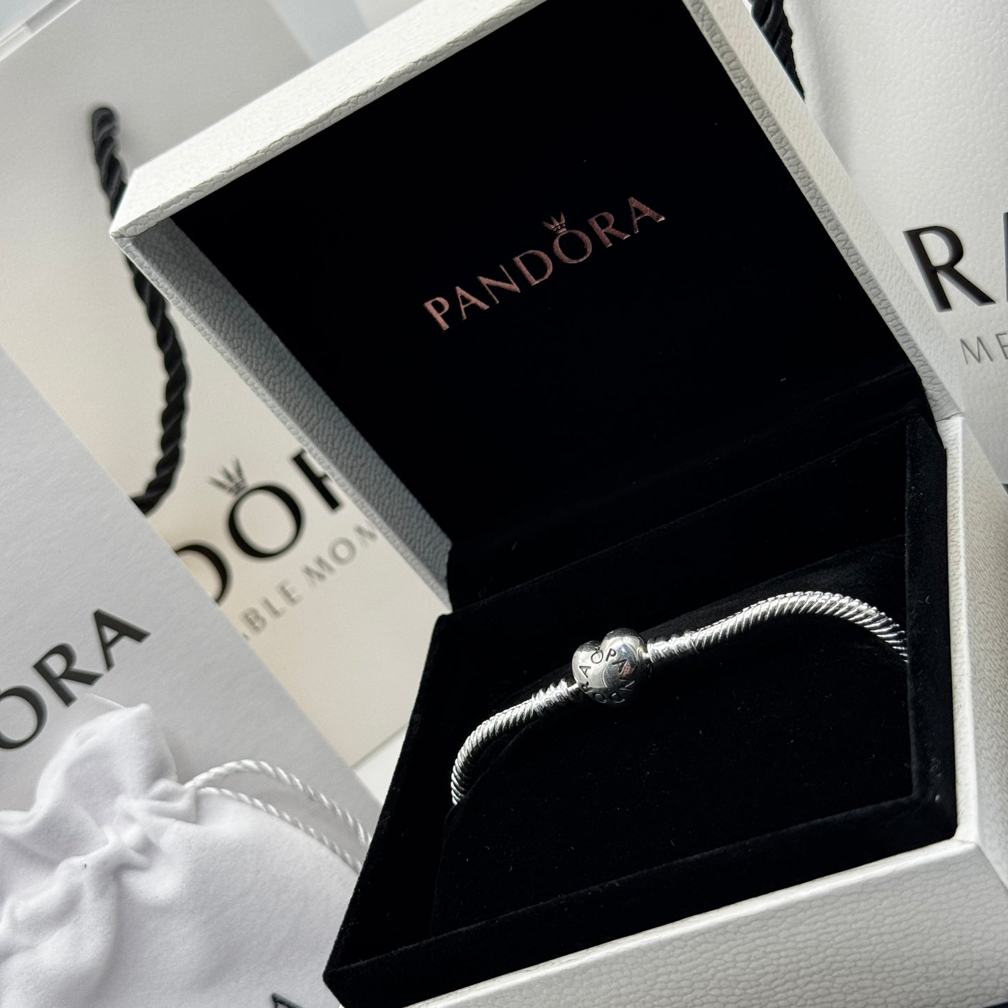PANDORA S925 HEART SNAKE BRACELET
