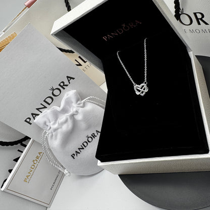 COLLAR CORAZON INFINITO PANDORA PLATA .925 + KIT DE REGALO