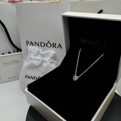PANDORA SOARING HEART PINK NECKLACE + GIFT KIT 