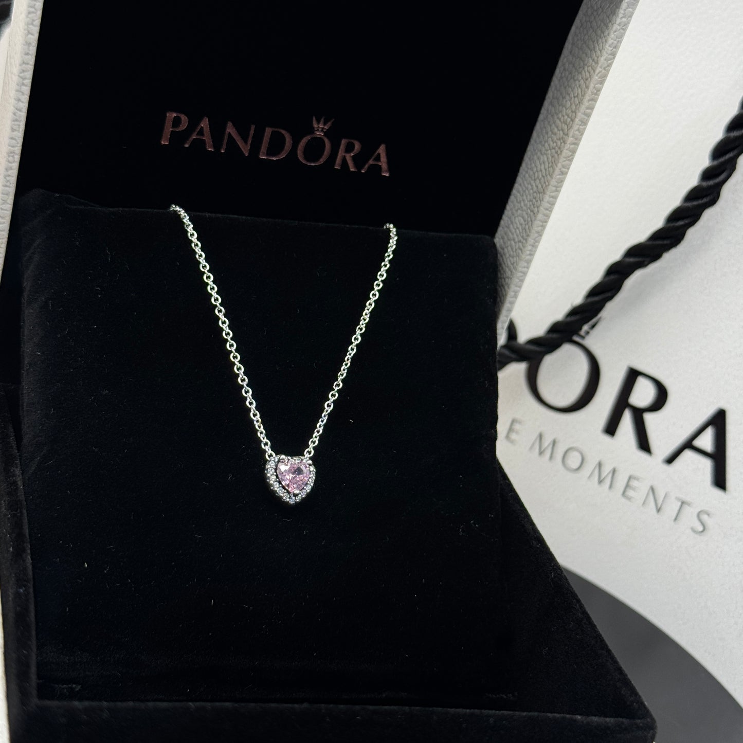 PANDORA SOARING HEART PINK NECKLACE + GIFT KIT 