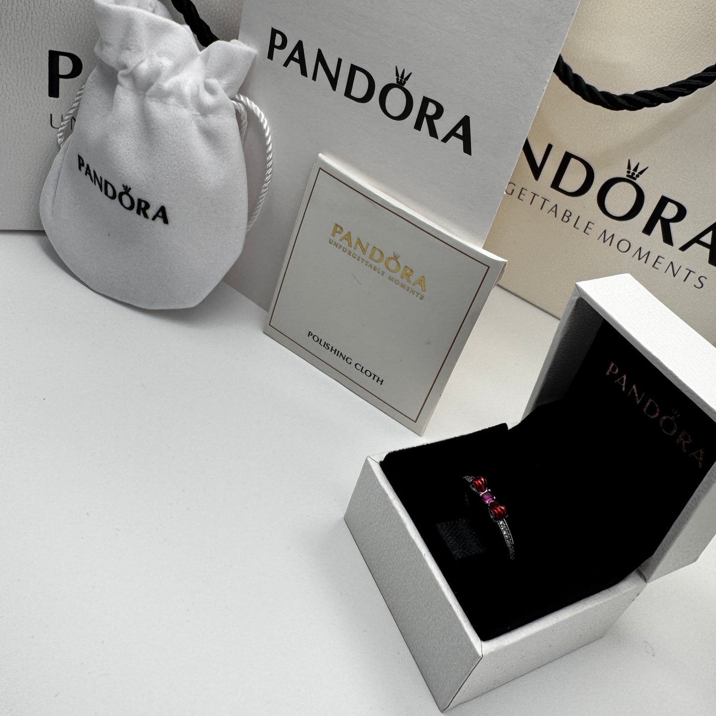 PANDORA RAISED HEART PROMISE RING NAVY BLUE + GIFT KIT 