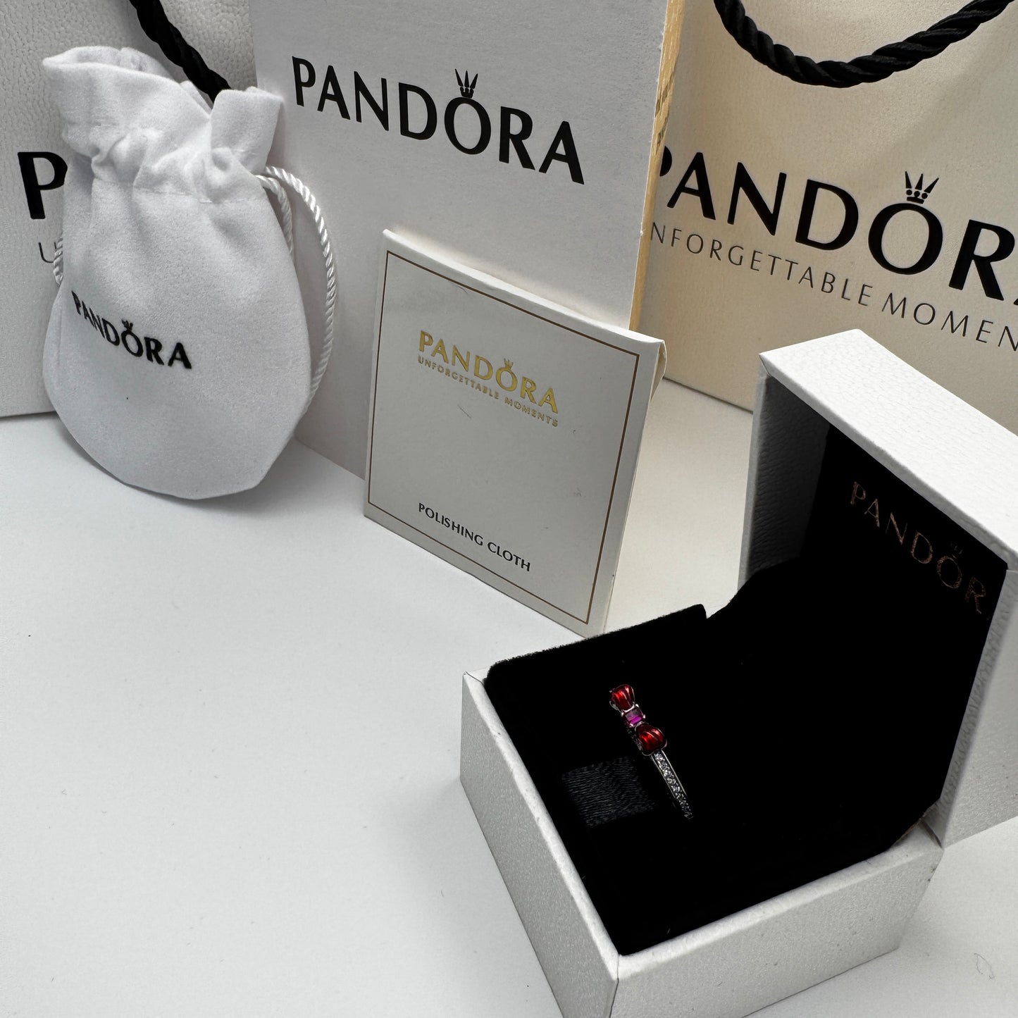 PANDORA RAISED HEART PROMISE RING NAVY BLUE + GIFT KIT 