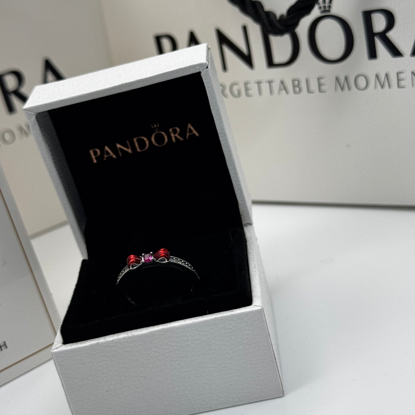 PANDORA RAISED HEART PROMISE RING NAVY BLUE + GIFT KIT 