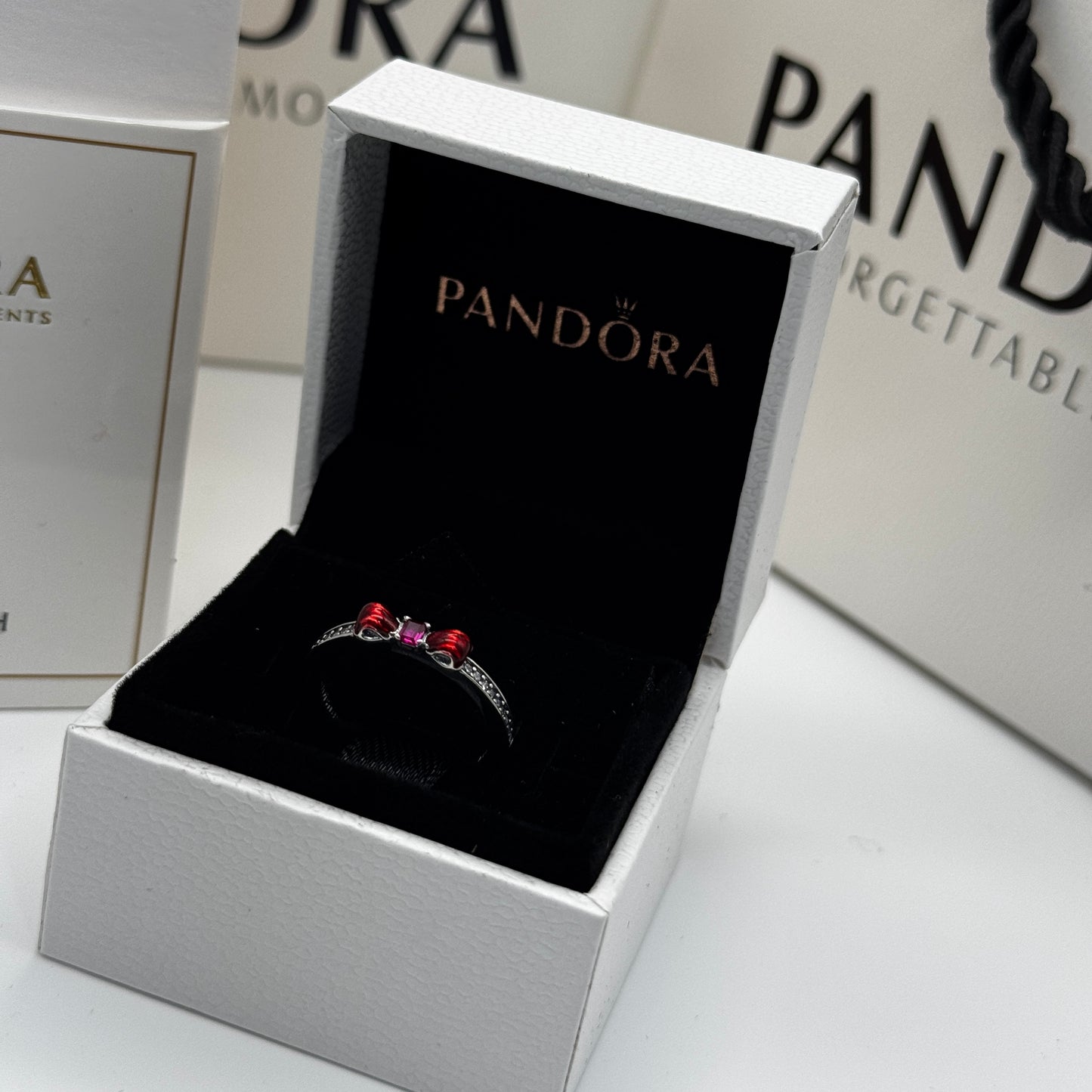 PANDORA RAISED HEART PROMISE RING NAVY BLUE + GIFT KIT 