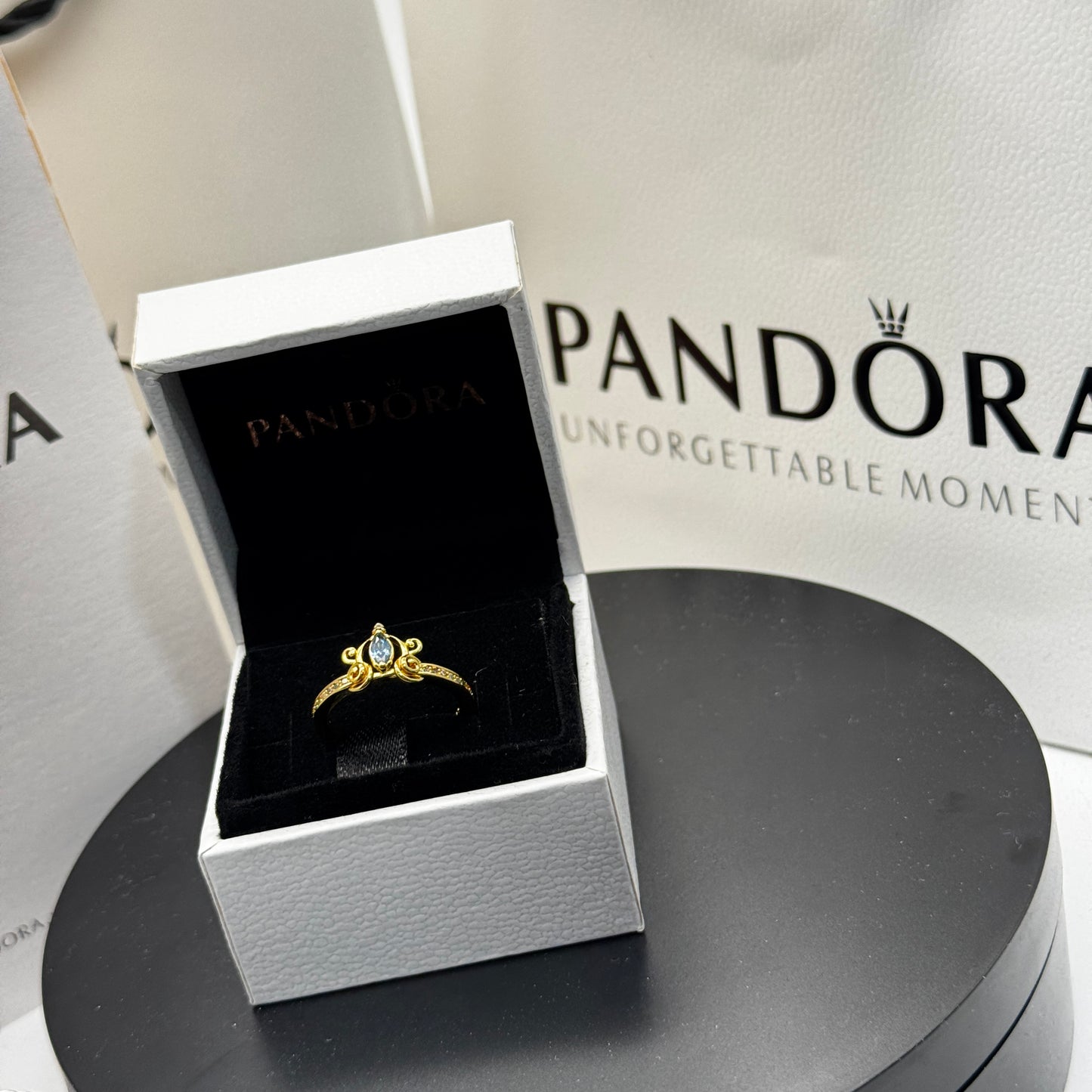 PANDORA RAISED HEART PROMISE RING NAVY BLUE + GIFT KIT 