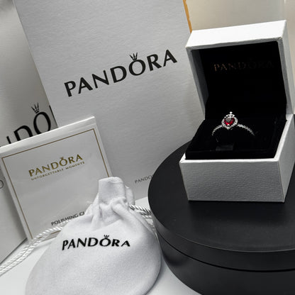 PANDORA RAISED HEART PROMISE RING NAVY BLUE + GIFT KIT 