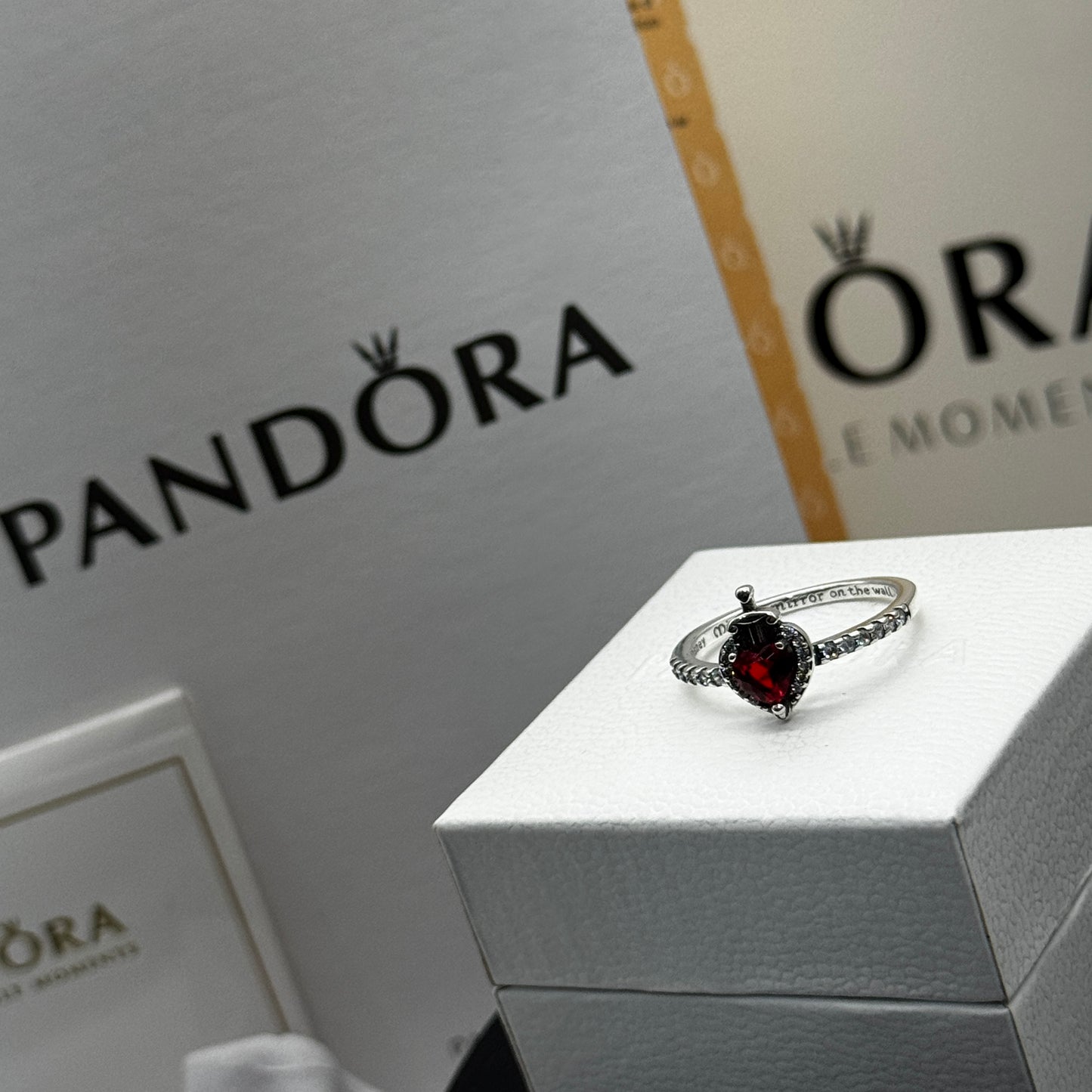 PANDORA RAISED HEART PROMISE RING NAVY BLUE + GIFT KIT 