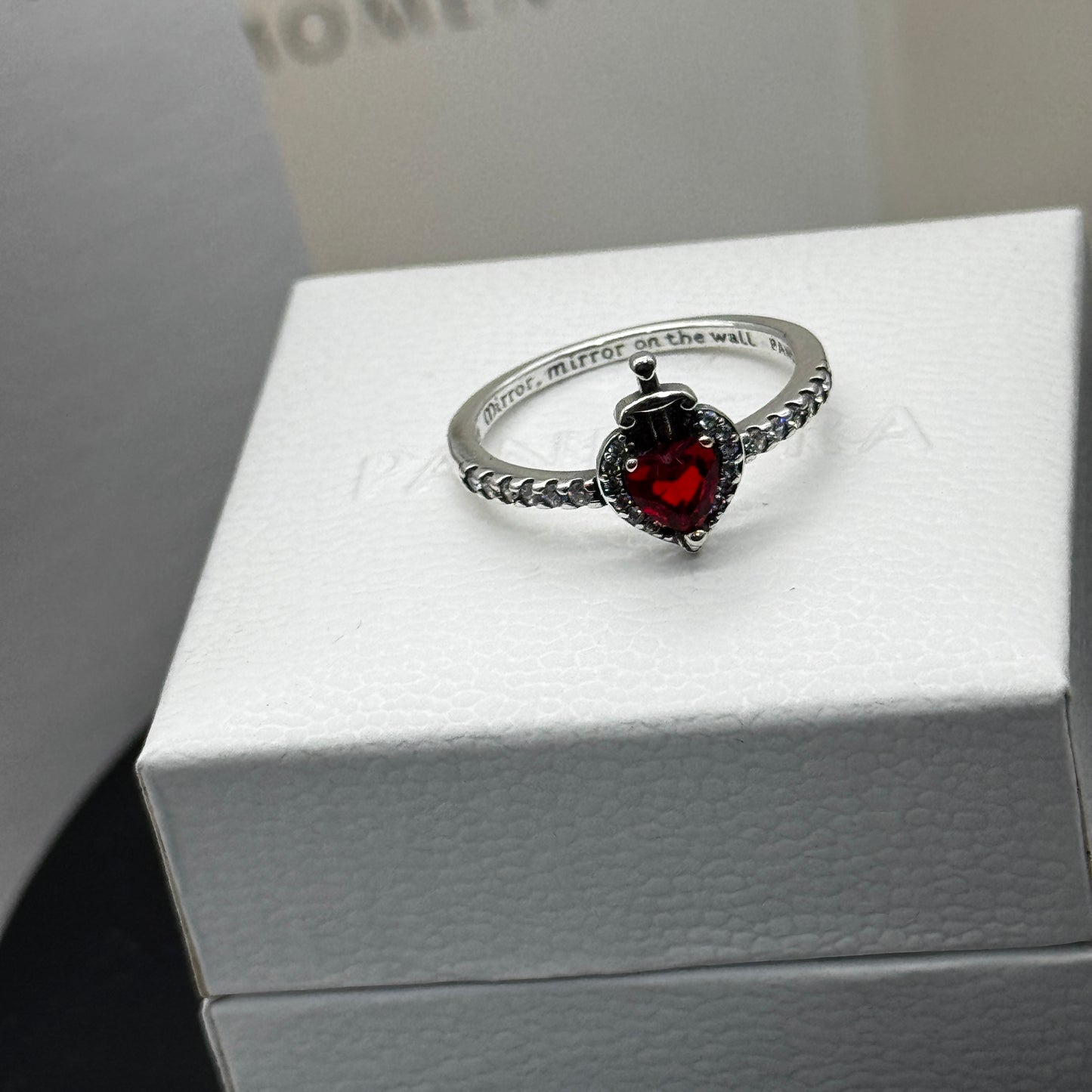 PANDORA RAISED HEART PROMISE RING NAVY BLUE + GIFT KIT 