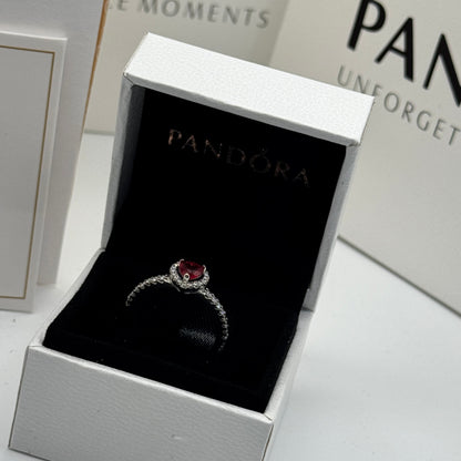 PANDORA RAISED HEART RED RING + GIFT KIT 