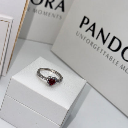 PANDORA RAISED HEART RED RING + GIFT KIT 