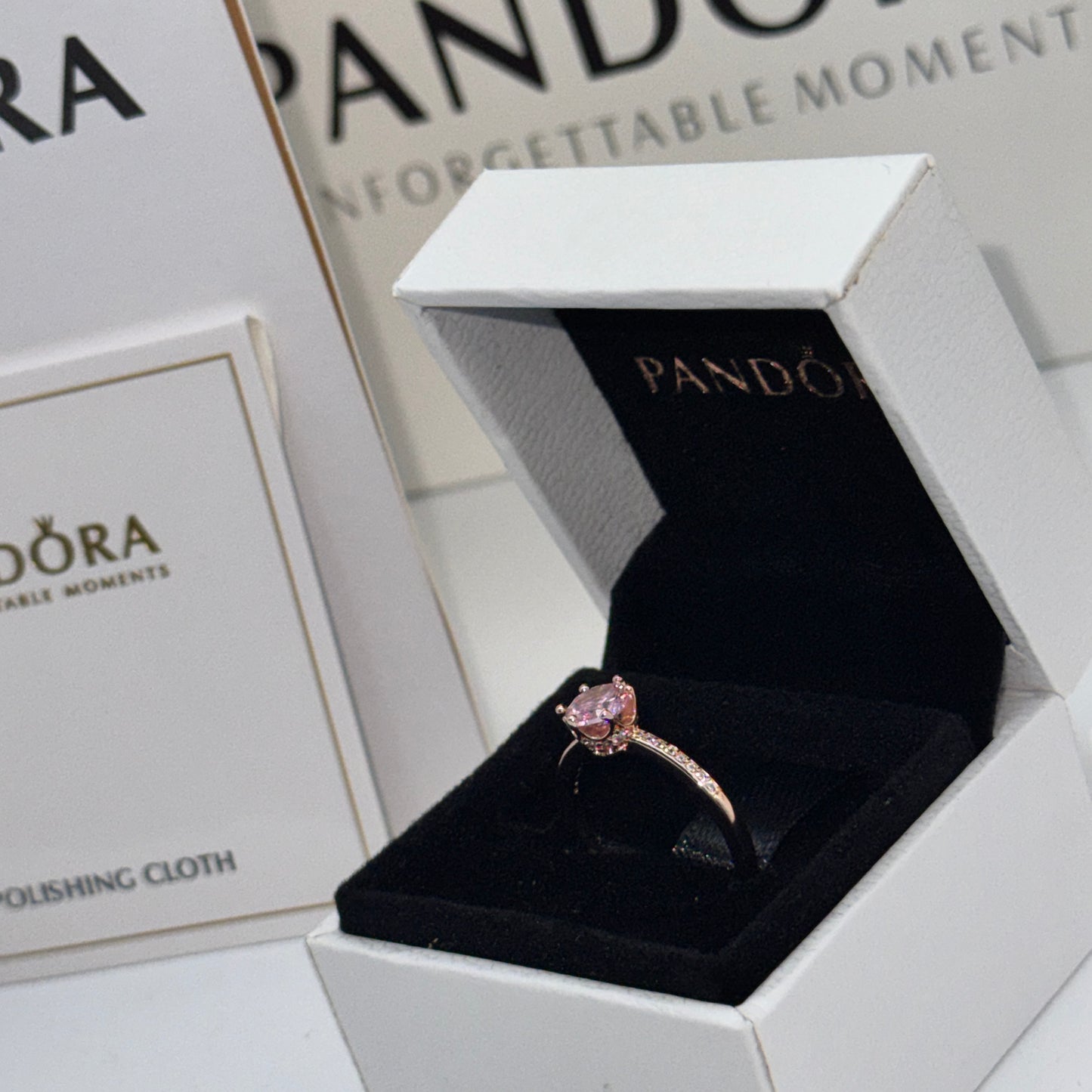 PANDORA PINK BRILLIANT CROWN ENGAGEMENT RING 