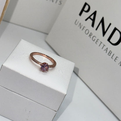 PANDORA PINK BRILLIANT CROWN ENGAGEMENT RING 