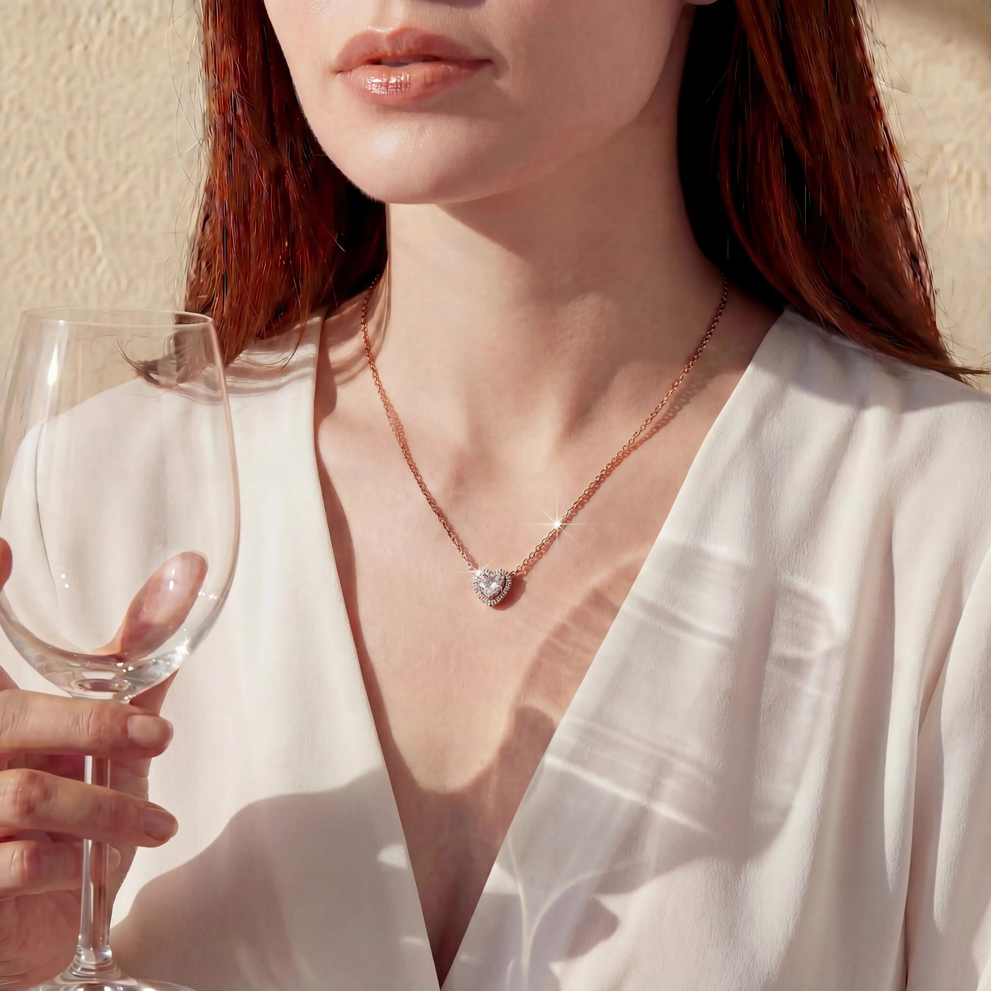 COLLAR PANDORA SPARKLING CORAZÓN ELEVADO ROSA ROSE GOLD 14K + KIT DE REGALO ZOCALO ONLINE