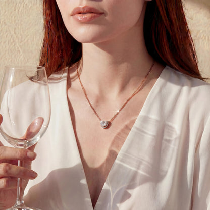 COLLAR PANDORA SPARKLING CORAZÓN ELEVADO ROSA ROSE GOLD 14K + KIT DE REGALO ZOCALO ONLINE