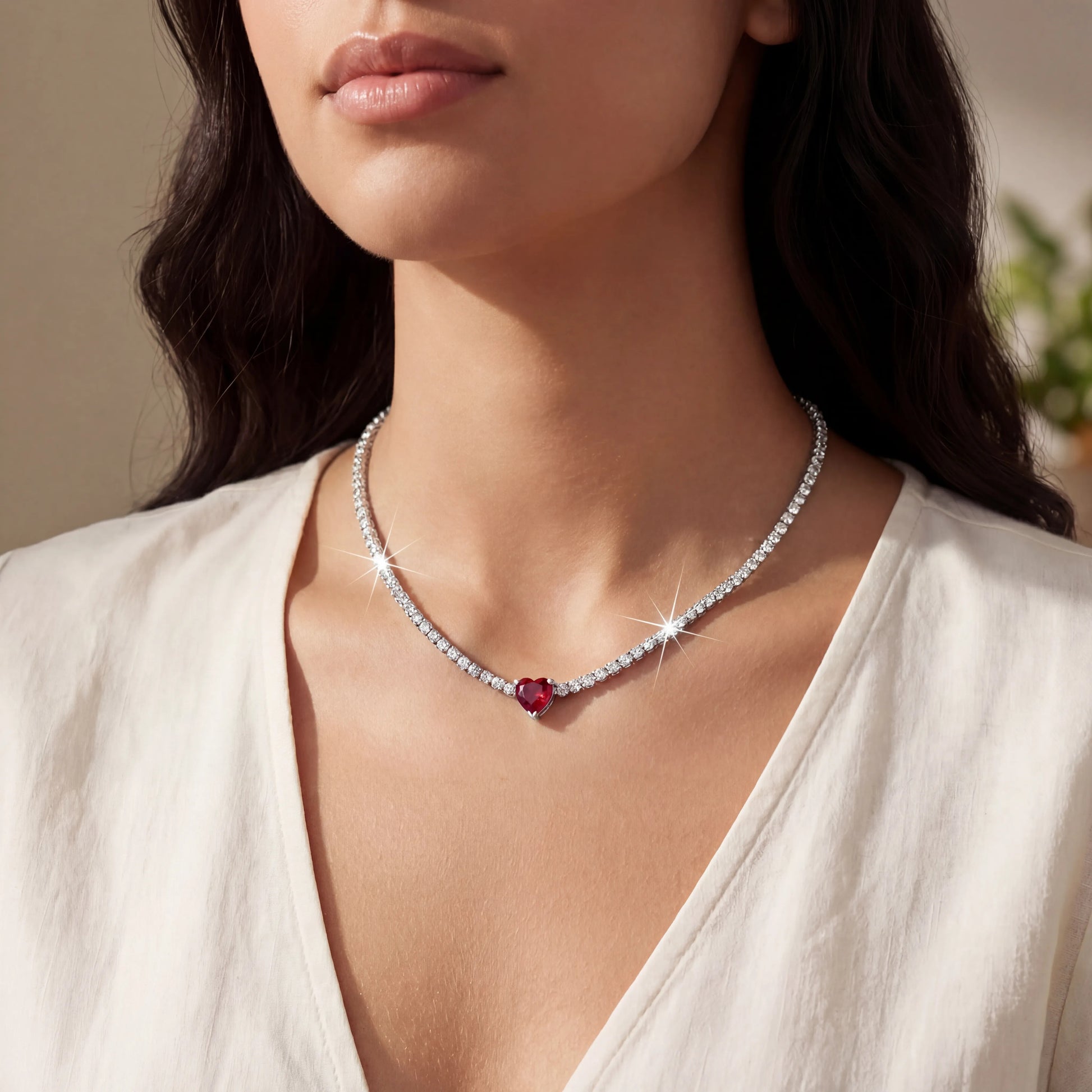 COLLAR CORAZON ROJO AMOR PANDORA PLATA 925 + KIT DE REGALO ZOCALO ONLINE