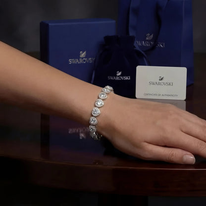 PULSERA BRAZALETE SWAROVSKI TENIS CORAZONES BLANCOS ARIANA GRANDE + KIT DE REGALO ZOCALO ONLINE