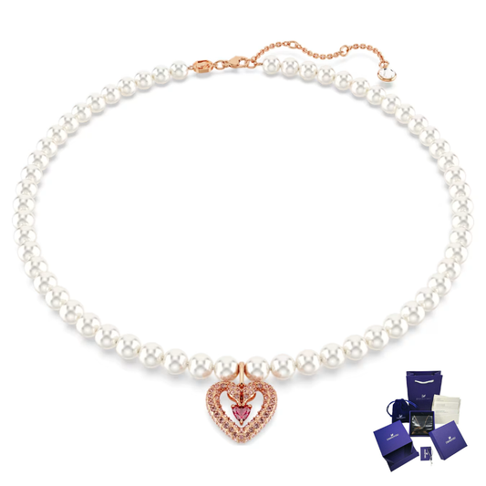 SWAROVSKI HEART NECKLACE PINK GEM PENDANT + GIFT KIT