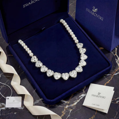 COLLAR CHOKER SWAROVSKI ARIANA GRANDE  PERLAS CORAZONES + KIT DE REGALO ZOCALO ONLINE