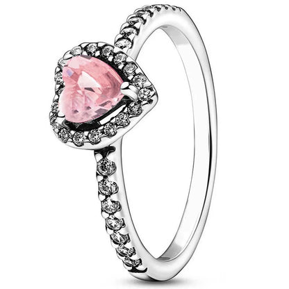 ANILLO PROMESA CORAZON ELEVADO ROSA + KIT DE REGALO