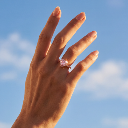 ANILLO PANDORA PROMESA CORAZON BRILLANTE ELEVADO ORO ROSA + KIT DE REGALO ZOCALO ONLINE