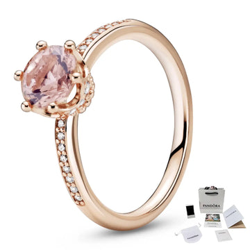Anillo Compromiso Corona Rosa Brillante Pandora