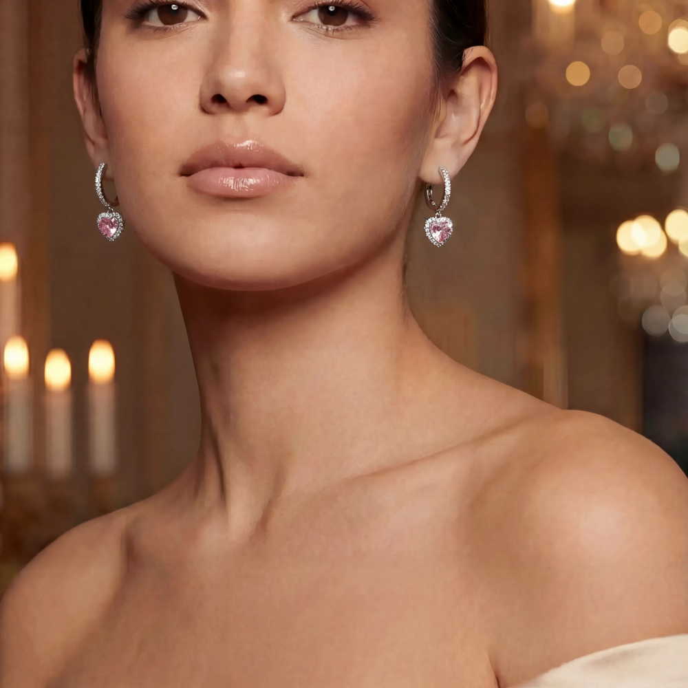 ARETES PENDIENTES DE ARO CORAZÓN ROSA PANDORA + KIT DE REGALO ZOCALO ONLINE