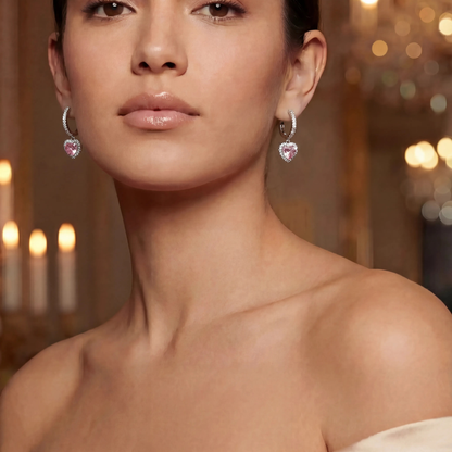ARETES PENDIENTES DE ARO CORAZÓN ROSA PANDORA + KIT DE REGALO ZOCALO ONLINE